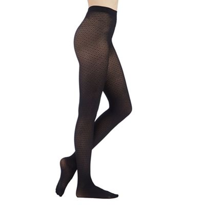 Black diamond patterned opaque tights